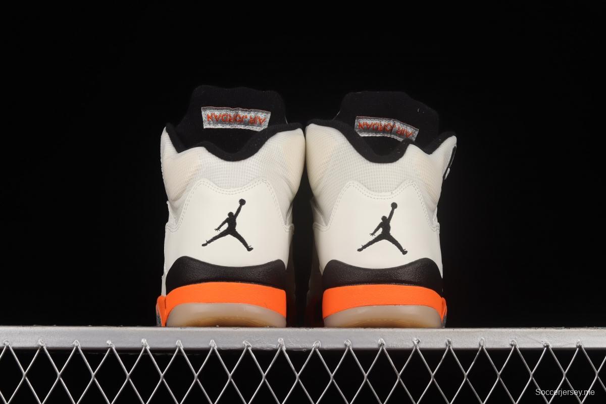 Air Jordan 5 Shattered Backboard white orange buckle shredded high top basketball shoes DC1060-100