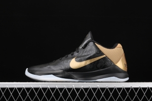 NIKE Zoom Kobe 5 Big Stage Kobe Bryant 5 black gold stage low gang sports basketball shoes 386429-008