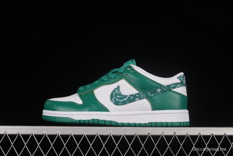 NIKE DUNK Low Green Paisley Cashew Flower White Green SB Buckle Shredded Backboard Fashion Casual Sneakers DH4401-102