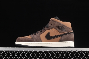 Air Jordan 1 Mid Chocolate Brown medium side Culture Basketball shoes DC7294-200