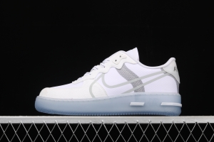 NIKE Air Force 1 React QS Light Bone Analysis of Ice Blue low Upper Board shoes CQ8879-100