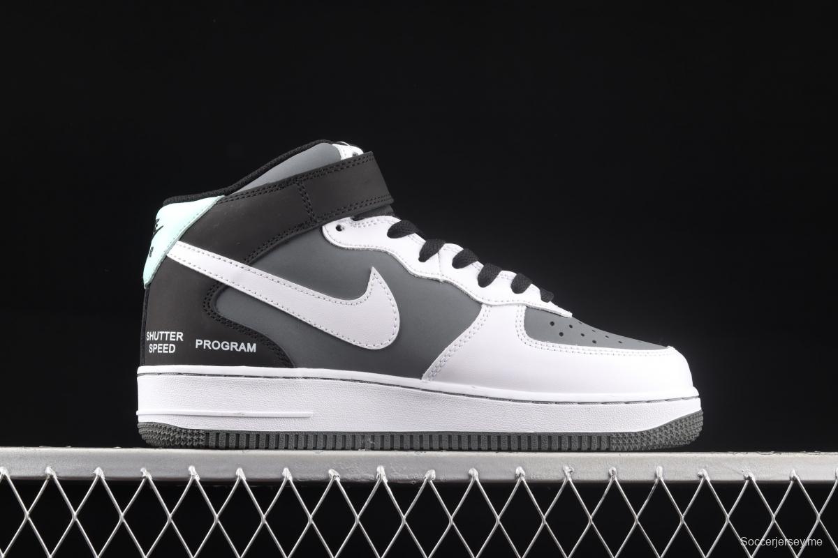 NIKE Air Force 1x 07 Mid Camcorder black-and-white gray camera with casual board shoes CN6863-502