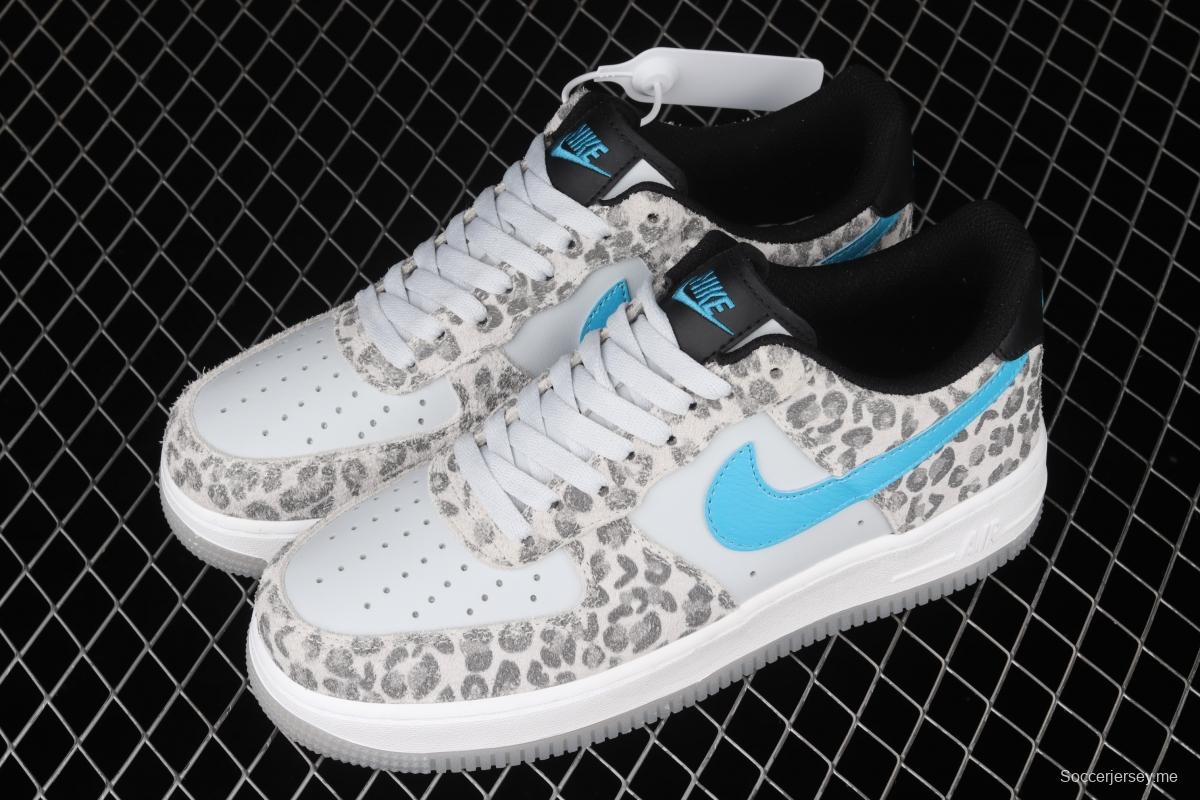 NIKE Air Force 1 Low Leopard gray, white and blue leopard print low-top casual board shoes DDJ6192-001