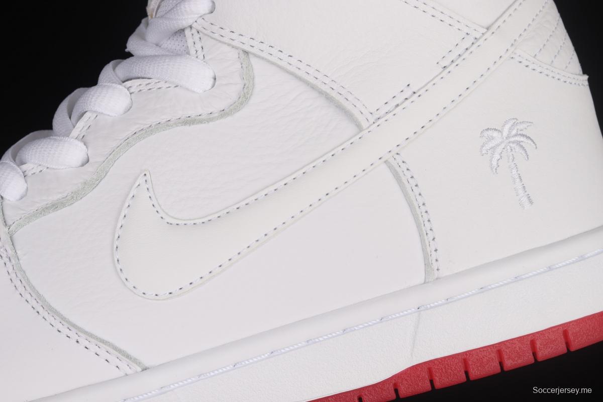 NIKE DUNK SB Zoom High Pro Qs white and red scraping, white coconut SB crushing rebounds, high upper shoes AH9613-116