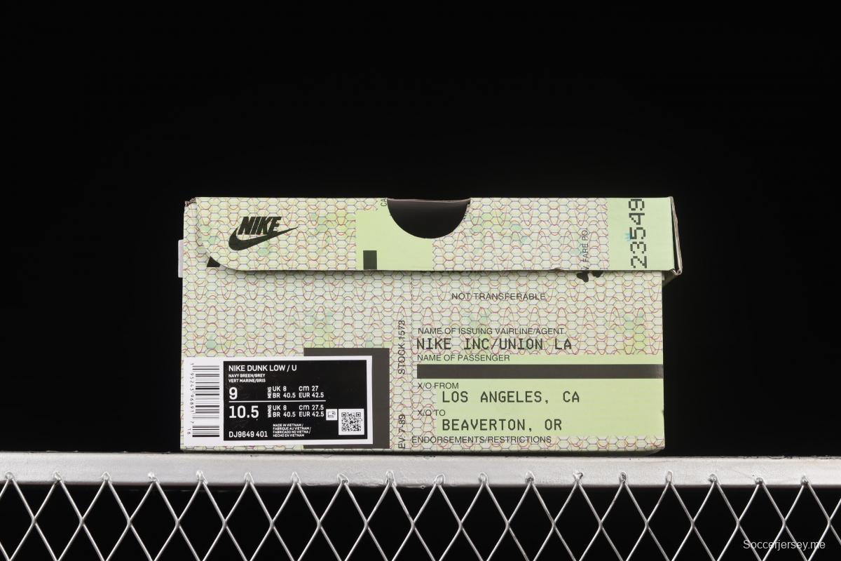 Unlon x NIKE SB DUNK Low co-branded dark blue and green SB buckled backboard fashion casual sneakers DJ9649-401