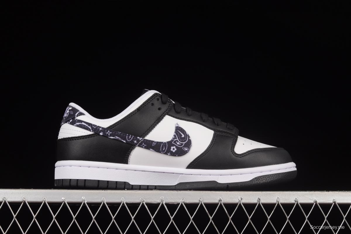 NIKE SB DUNK Low Black Paisley Black and White Panda Cashew Flower SB Buckle Shredded Backboard Fashion Casual Sneakers DH4401-100