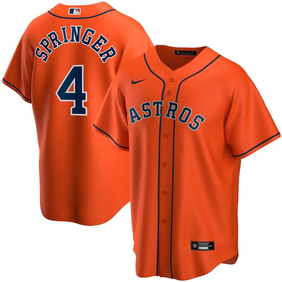 Men's George Springer Orange Alternate 2020 Player Team Jersey