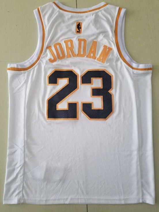 Michael Jordan 23 White Golden Edition Jersey