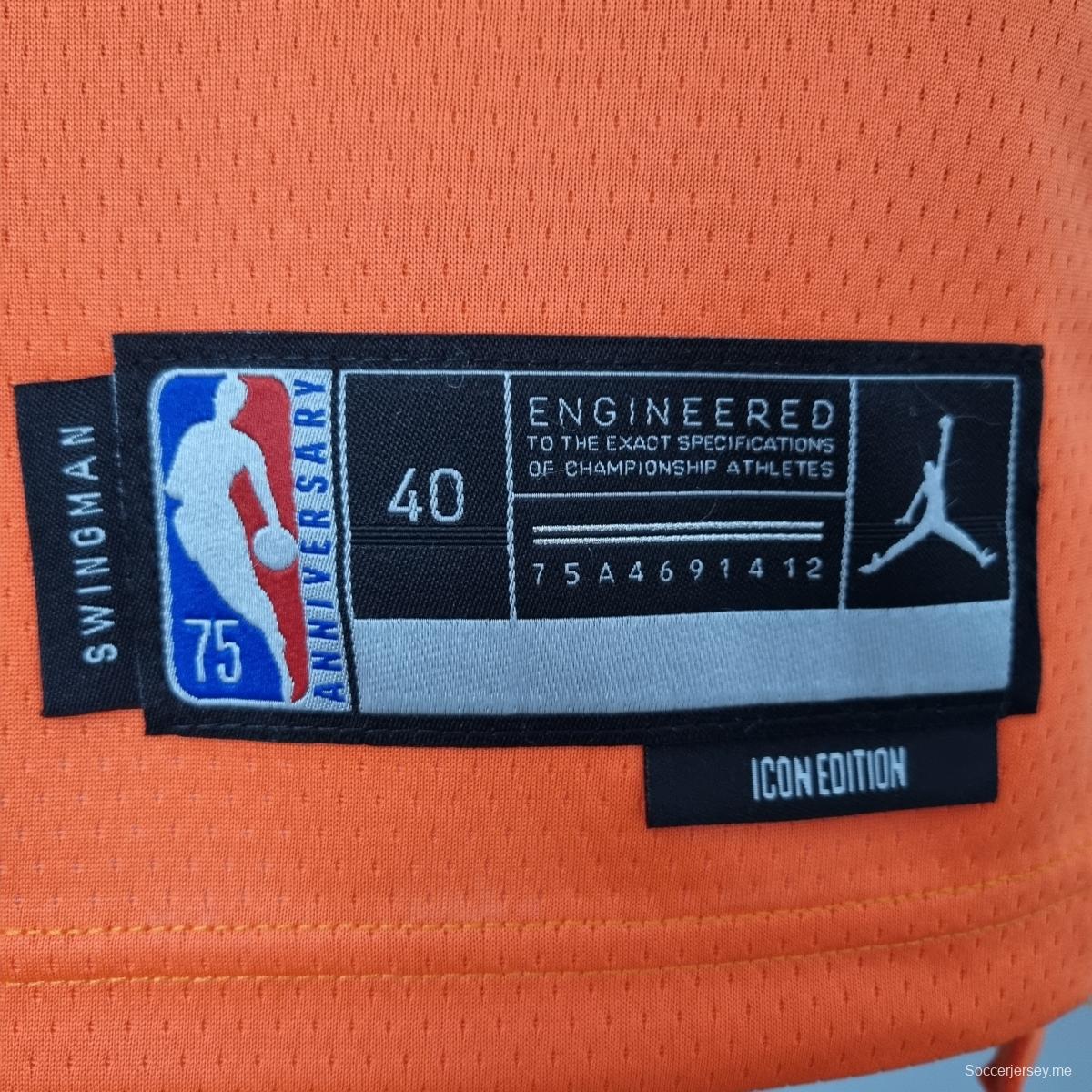قميص فينيكس صنز فينيكس صنز فينيكس صنز جوردان ذو الطابع البرتقالي في دوري كرة السلة الأمريكي للمحترفين رقم 75
