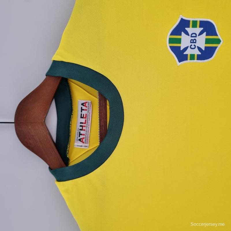 قميص البرازيل الرجعية لكرة القدم الأساسي للبرازيل 1970
