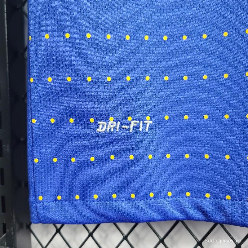 قميص أزرق عتيق رياضي أزرق اللون أزرق اللون البرازيل 2010 ذهاباً وإياباً
