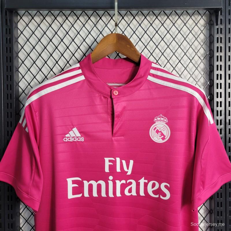 قميص ريترو 14-15 ريال مدريد ذهاباً وإياباً وردي اللون وردي اللون
