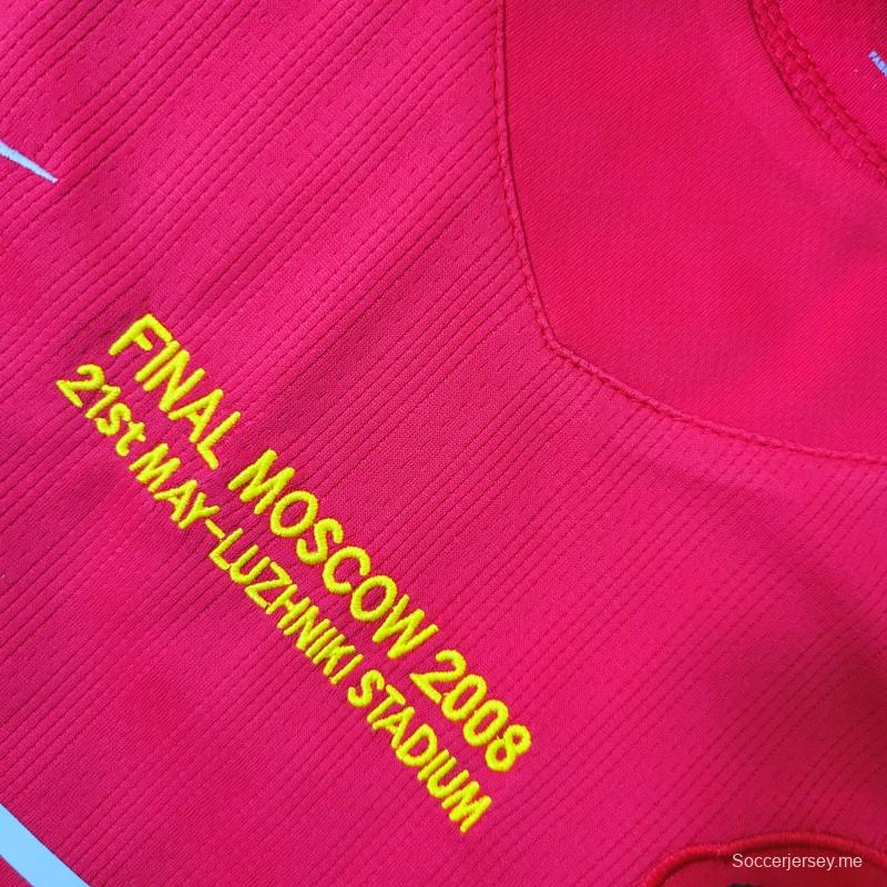 قميص بأكمام طويلة ريترو طويل الأكمام 07-08 قميص مانشستر يونايتد نسخة دوري أبطال أوروبا
