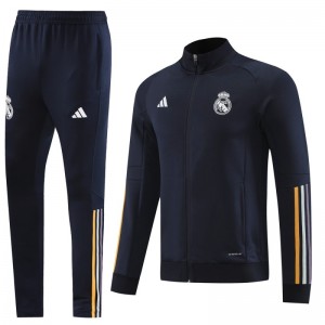 23 24 23 24 ريال مدريد أزرق داكن كامل السحاب + بنطلون + بنطلون
