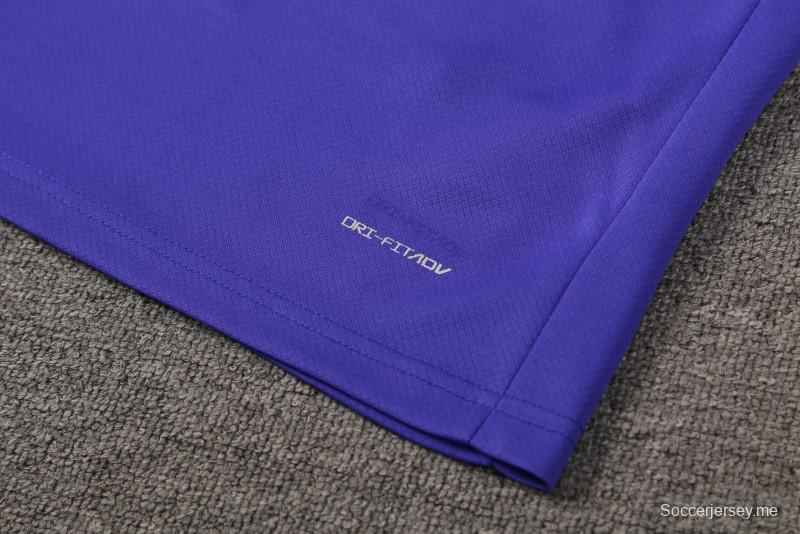 24/25 برشلونة أزرق أزرق قصير الأكمام جيريزي + شورت قصير الأكمام
