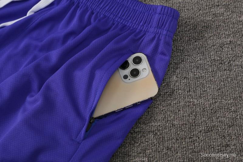 24/25 برشلونة أزرق أزرق قصير الأكمام جيريزي + شورت قصير الأكمام
