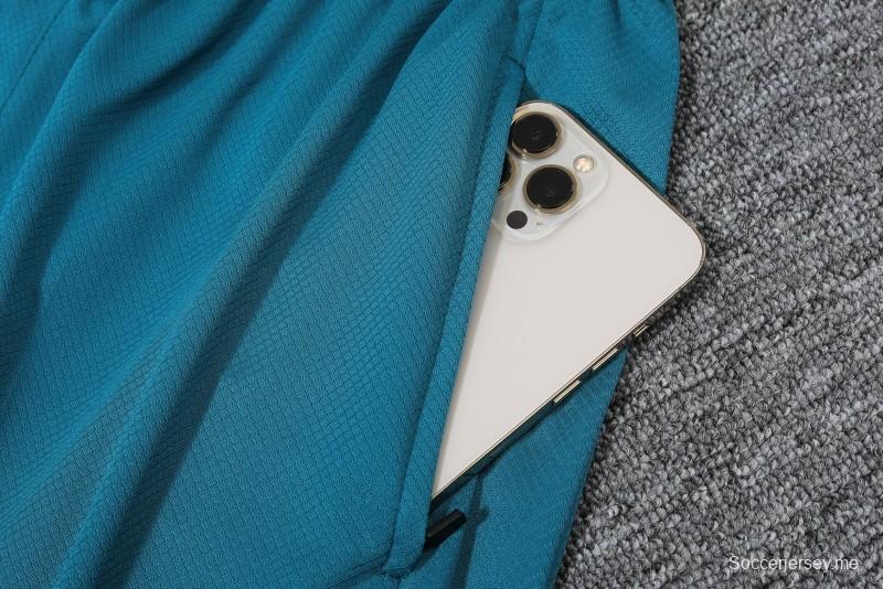 2024 البرتغال 2024 قميص بأكمام قصيرة أزرق + شورت أزرق
