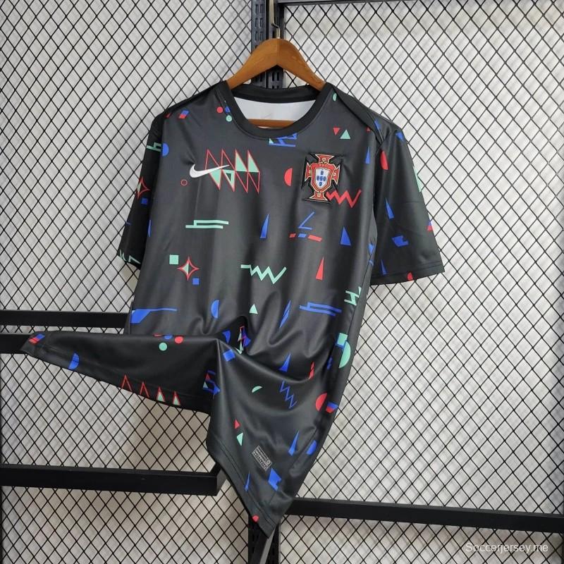 2024 قميص البرتغال قبل المباراة بنقوش هندسية صغيرة قبل المباراة
