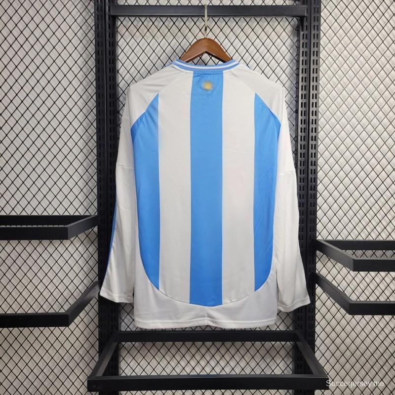 2024 قميص المنتخب الأرجنتيني بأكمام طويلة مع رقعة بطل 2024
