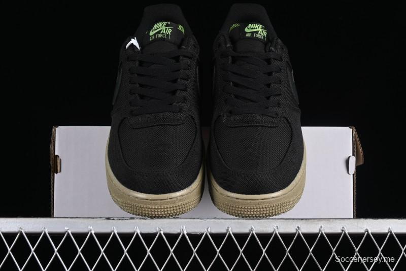 Nike Air Force 1 '07 Low Black Green Canvas Casual Sneakers - FJ4160-001
