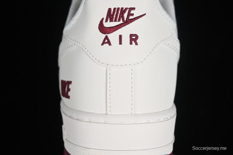 Nike Air Force 1 '07 Low "NIKE" Triple Swoosh Series White Wine Red Classic Casual Sneakers - TV2306-258