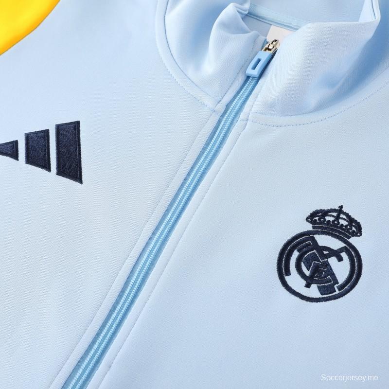 24/25 ريال مدريد أزرق فاتح/أصفر أزرق فاتح/أصفر سحاب كامل + بنطلون طويل