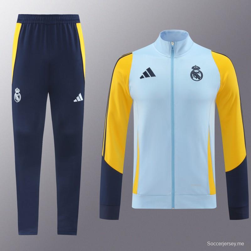24/25 ريال مدريد أزرق فاتح/أصفر أزرق فاتح/أصفر سحاب كامل + بنطلون طويل