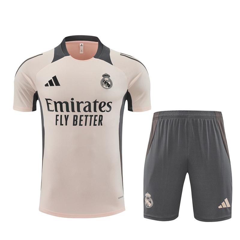 24/25 ريال مدريد قميص قصير الأكمام وردي اللون الوردي + شورت قصير الأكمام
