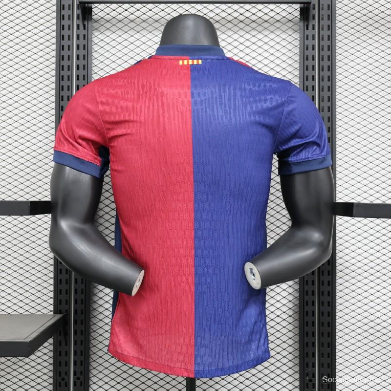 نسخة اللاعب 24/25 قميص مطبوع على قميص برشلونة بمناسبة الذكرى 125 لطباعة قميص برشلونة 1899-2024