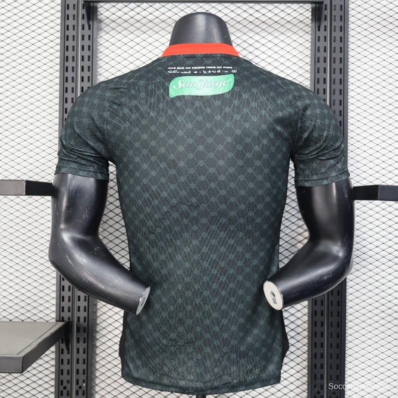 إصدار اللاعب 25/26 سي دي بالستينو بالستينو قميص أسود بخطوط حمراء-خضراء وراعي بنك فلسطين