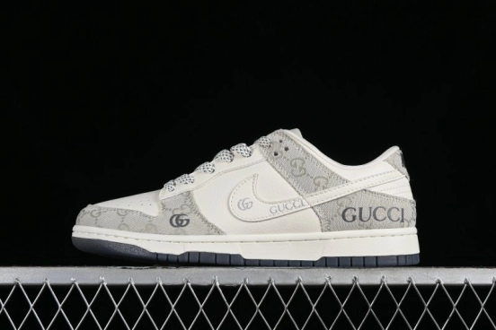 Nike SB Dunk Low Gucci Collaboration - Smoke Grey Anniversary Custom Low-Top Casual Sneakers - CF3688-003