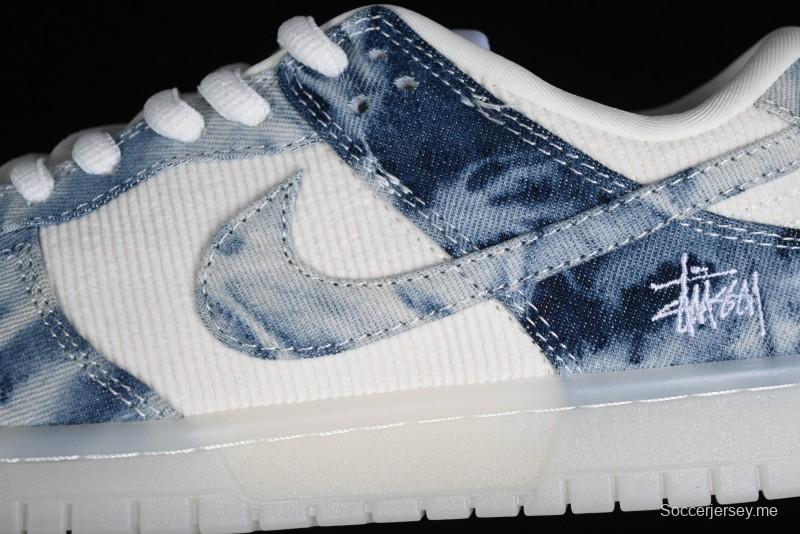 Nike SB Dunk Low Stussy Collaboration - Crystal Denim Anniversary Custom Low-Top Casual Skate Shoes - JH8039-937