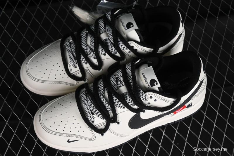 Nike SB Dunk Low Carhartt Collaboration - Strap Black Hook Anniversary High-End Custom Low-Top Casual Skate Shoes - SJ2068-265