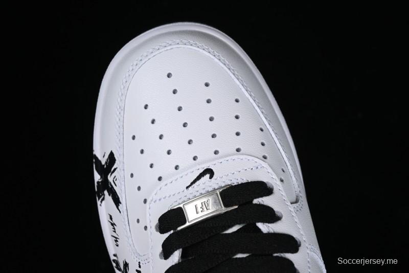 Nike Air Force 1 '07 Low Casual Sneakers with Black and White Graffiti Panda Design - DH7561-222