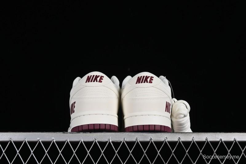 Nike SB Dunk Low Collaboration Three Swooshes Rice Wine Red Color Low-Top Casual Skateboarding Shoes - NK5639-322