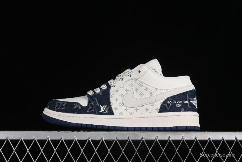 Nike Air Jordan 1 Low LV Collaboration - Light Blue Retro Casual Sneakers - SJ9950-003