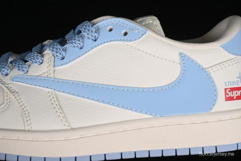 Nike Travis Scott x Fragment Design x Air Jordan 1 Low OG SP AJ1 Stone Island Collaboration - BB6588-105