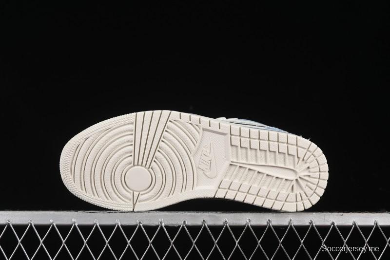 Nike Air Jordan 1 Low MLB Collaboration Retro Blue Denim Custom Basketball Shoes - DC2024-027