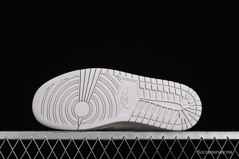 Nike Air Jordan 1 Low Casual Sneakers in White-Grey - FQ7687-300