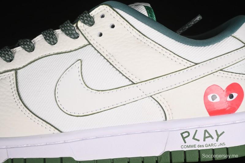 Nike SB Dunk Low Comme des Garçons Collaboration - Woven Beige White Swoosh Anniversary Custom Low-Top Casual Skate Shoes - KK1888-010