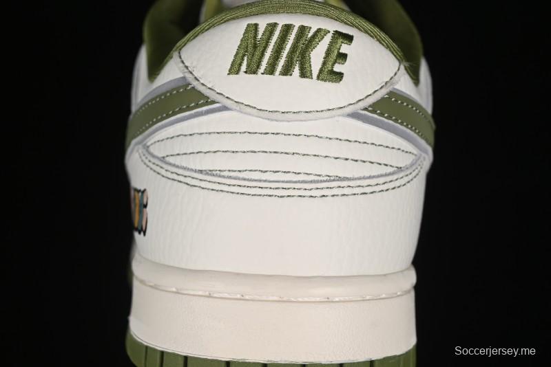 Nike SB Dunk Low Gucci Collaboration - Subtle Pattern Beige Green Swoosh Anniversary Custom Low-Top Casual Sneakers - KK1888-006