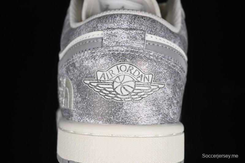 Nike Air Jordan 1 Low AJ1 The North Face Collaboration - Rock Gray High-End Custom Retro Basketball Shoes DC2024-023