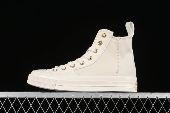 Converse Chuck 70s High Top Casual Sneakers with Cream Cloud and Gold Accents - A08232C