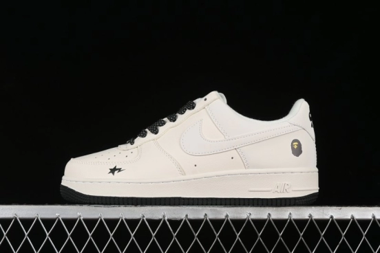 Nike Air Force 1 '07 Low Bape Collaboration - Black Beige Starry Sky Low Top Casual Sneakers - FG6688-103