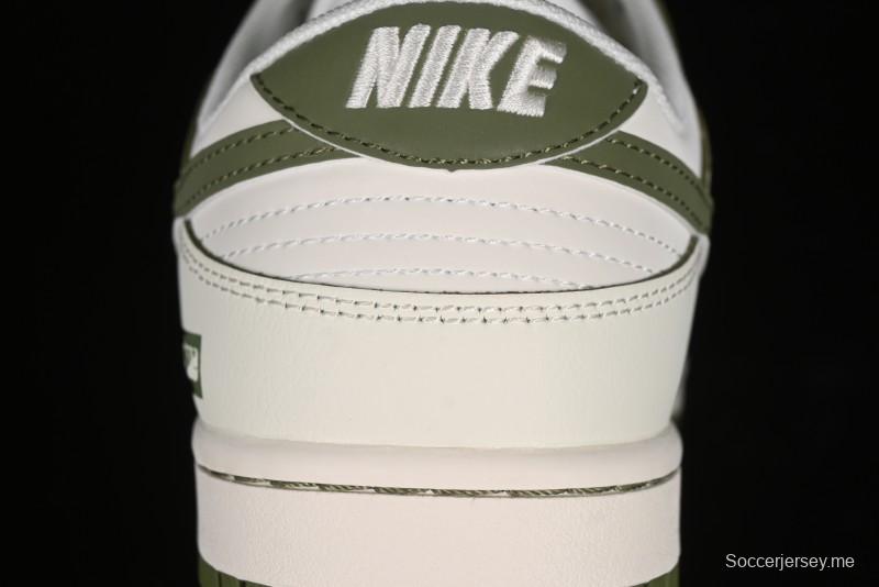 Nike SB Dunk Low Supreme Collaboration - Off White Dark Green Check Anniversary High-End Custom Low-Top Casual Skate Shoes - DQ1098-393