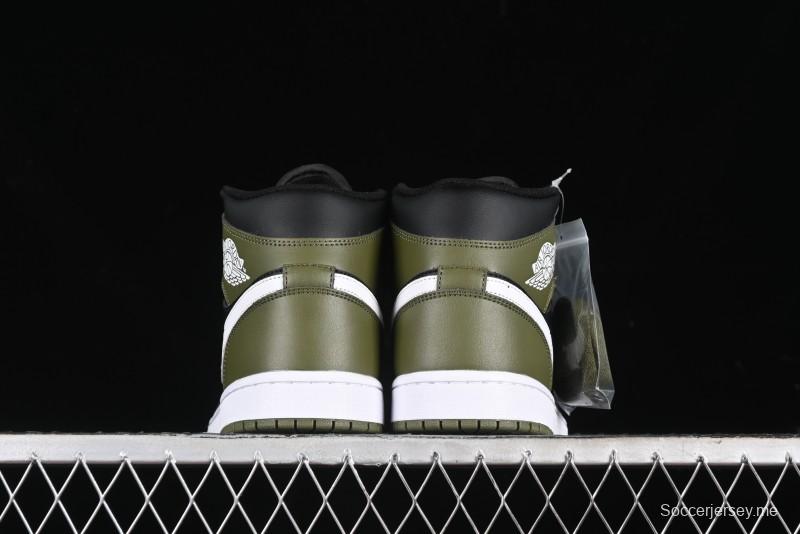 Nike Air Jordan 1 Mid AJ1 Army Green Mid-Top Casual Sneakers - DQ8426-092