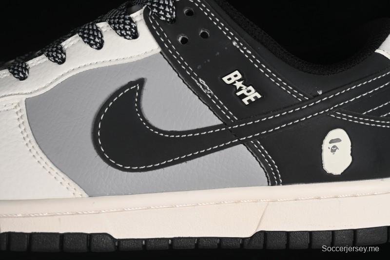 Nike SB Dunk Low BAPE Collaboration Anniversary Edition - White Grey Black Low Top Casual Skate Shoes - BB8969-007