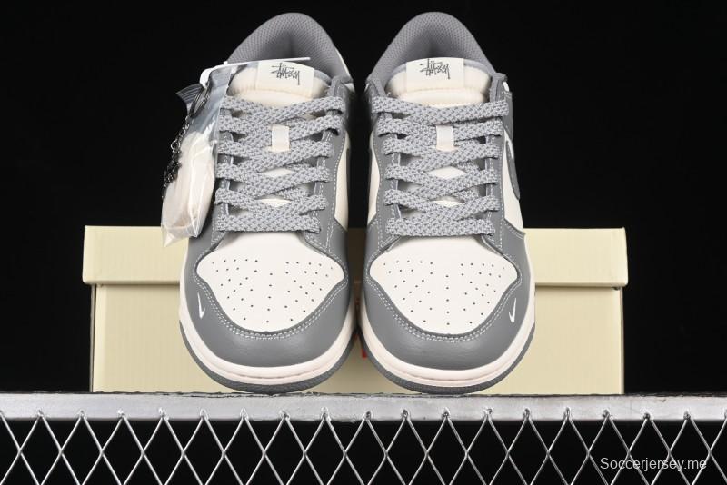 Nike SB Dunk Low Stussy Collaboration - Midnight Grey Anniversary Custom Low-Top Casual Skate Shoes - BB9898-007