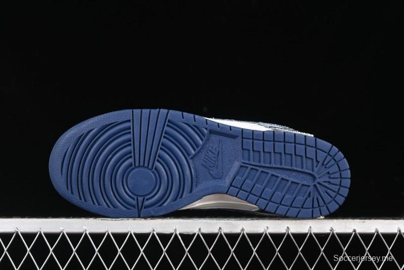 Nike SB Dunk Low LV Collaboration - Dark Blue Denim White Blue Swoosh Anniversary High-End Custom Low-Top Casual Sneakers - DJ2024-008