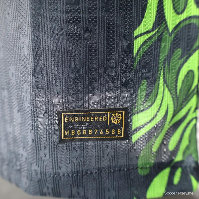 إصدار اللاعب 2025 البرازيل 2025 قميص البرازيل الرمادي الداكن مع قميص أخضر نيون لهب